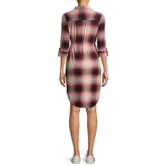 Derek Heart Maternity Plaid Dress with 3/4 Sleeves and Waist Tie Sz Medium NWOT - Picture 2 of 11